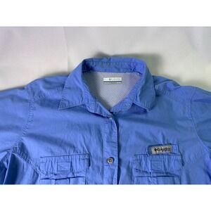 Columbia PFG Womens Vented XL Blue Button Down Short Sleeve Fishing Hiking Shirt